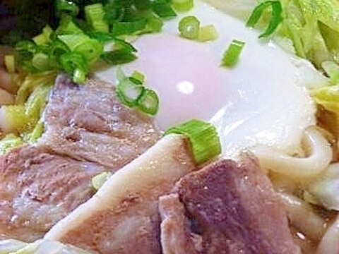 簡単おいしい　豚角煮鍋焼きうどん